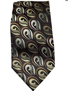 Valerio Garati Pure Silk Black Gold Bronze Paisley Men’s Tie